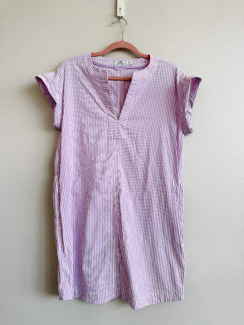 Vineyard Vines Harbor Performance Lavender Seersucker Tunic Dress M